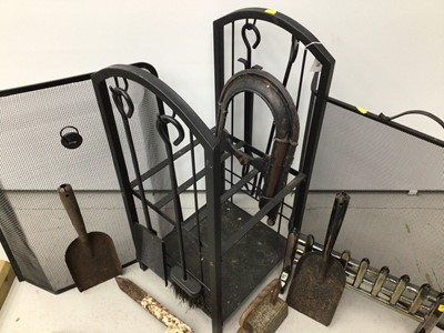 Lot 59 - Lot of fire implements, fire screens etc