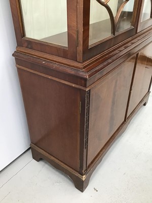 Lot 2 - Good quality George III-style mahogany two height display cabinet, the top enclosed by gothic astragal glazed doors with cupboards below