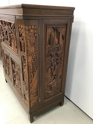 Lot 6 - Chinese carved wooden cocktail cabinet