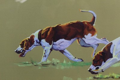Lot 37 - Debbie Harris, contemporary, signed limited edition print - Two Hounds, “Bright Young Things”, 129/250, in glazed burr wood frame  
Provenance: Collier Dobson 12th July 2011