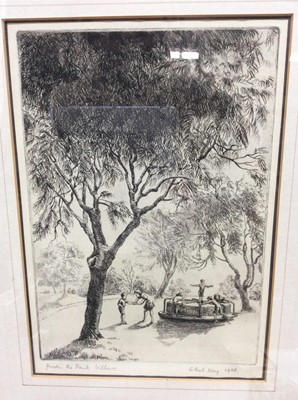 Lot 149 - Ethel Kay, early 20th century signed etching - Under the Park Willows, signed and dated 1938, in glazed frame