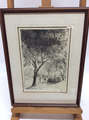 Lot 149 - Ethel Kay, early 20th century signed etching - Under the Park Willows, signed and dated 1938, in glazed frame
