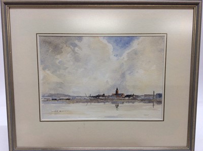 Lot 93 - Group of watercolours including Victor Noble Rainbird (1889 -1986) Eventide Bruges, a pair by Colin Challis (1939-2018), Wren​​, Kingfisher, W. Harvey - Charlotte’s Fish, Patricia Butt (1934-1990)...