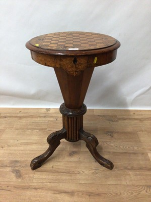 Lot 193 - Victorian trumpet form chess topped sewing table