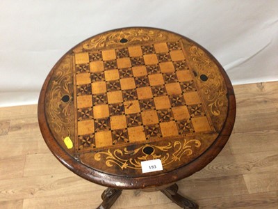 Lot 193 - Victorian trumpet form chess topped sewing table