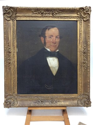 Lot 162 - Mid 19th century English School oil on canvas portrait of a Gentleman