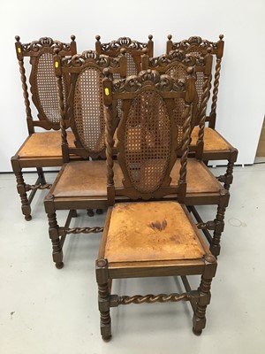 Lot 137 - Long set of twelve Carolean style caned dining chairs