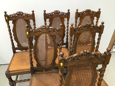 Lot 137 - Long set of twelve Carolean style caned dining chairs