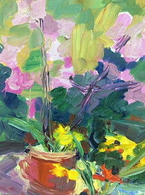 Lot 6 - Annelise Firth (b.1961) oil on canvas - Still life flowers in vessels, signed and dated verso, framed, 61cm x 45.5cm