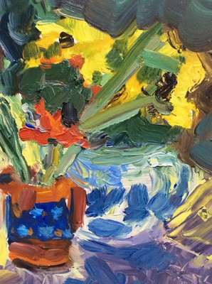 Lot 6 - Annelise Firth (b.1961) oil on canvas - Still life flowers in vessels, signed and dated verso, framed, 61cm x 45.5cm