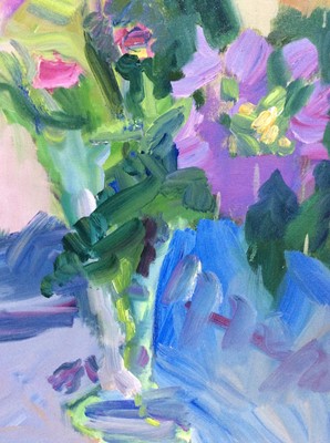 Lot 15 - Annelise Firth (b.1961) oil on canvas - Morning Foxgloves, signed and dated verso, 90cm x 60cm
