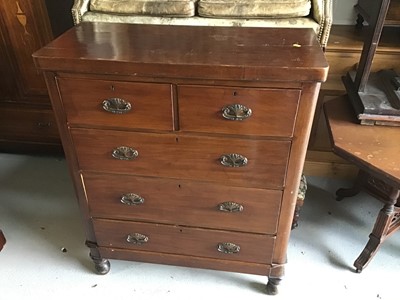 Lot 114 - Edwardian mahogany chest of two short and three long drawers on turned legs 90cm wide x 114cm high x 41cm deep