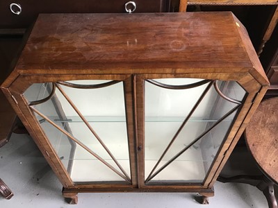 Lot 118 - Art Deco walnut veneered display cabinet with glass shelves enclosed by two glazed doors 87cm wide x 124cm high x 31cm deep