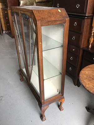 Lot 118 - Art Deco walnut veneered display cabinet with glass shelves enclosed by two glazed doors 87cm wide x 124cm high x 31cm deep