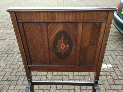 Lot 143 - Edwardian inlaid mahogany single bedstead with inlaid panels and original side iron