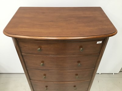 Lot 163 - Willis & Gambier cherrywood finished bowfront chest of five graduated drawers, matching dressing table and bedside chest of drawers together with a similar cherrywood  finished wardrobe