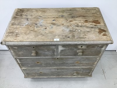 Lot 155 - Antique pine chest of two short over two long drawers on bun feet, 89cm wide x 48cm deep x 88cm high