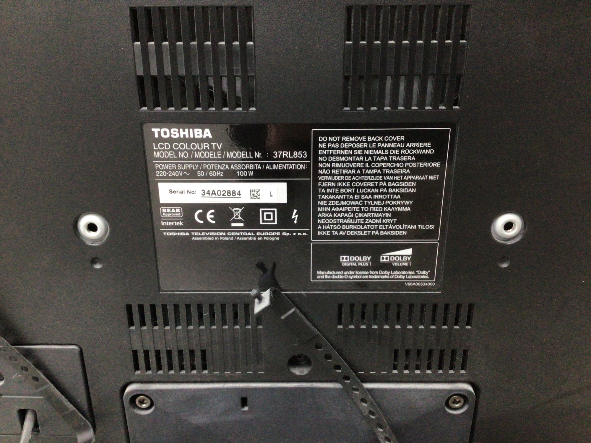 Lot 167 Toshiba Regza Tv and remote