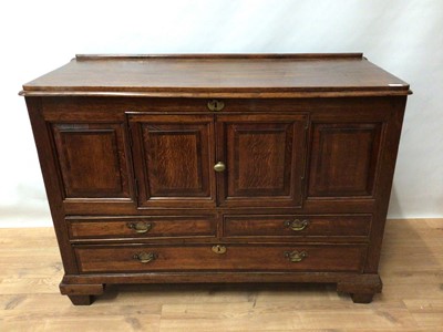 Lot 182 - George III mahogany and fruitwood crossbanded mule chest, converted