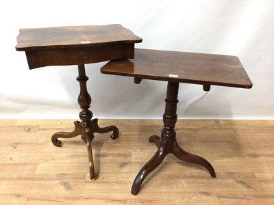 Lot 184 - 19tb century Continental walnut sewing table, together with a 19th century mahogany tripod table