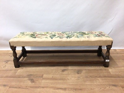 Lot 185 - 1920s long stool with fine silk embroidery