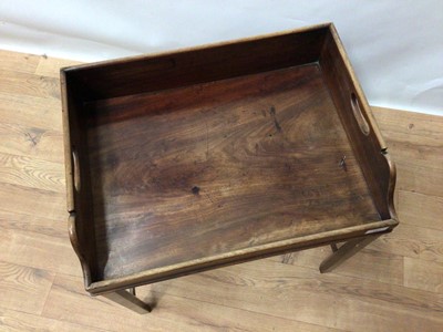 Lot 191 - Georgian mahogany tray on later stand, 55 x 41cm