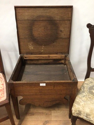 Lot 192 - Two Edwardian nursing chairs, together with an oak box stool and an oak table