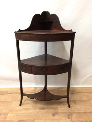 Lot 198 - George III mahogany bowfront corner washstand with two tiers and shelf below on square legs