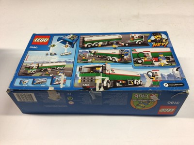 Lot 9 - Lego 7286 Police Bundle, 3180 Tank Truck, 7991 Carbarge Truck, 7044 Coastguard Helicopter, 60042 City Bundle, all including minifigs and instructions, Boxed
