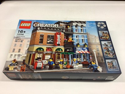 Lot 21 - Lego Creator Expert 10264 Corner Garage, 10251 Brick Bank, 10246 Detective Office, including minifigs and instructions, Boxed