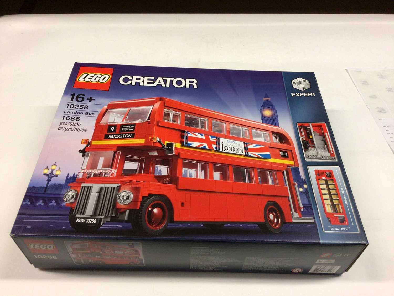 Lot 23 - Lego Creator Expert 10258 London Bus, 10242 Mini Cooper both with instructions and boxed, 10220 Volkswagen Camper (not boxed), with instructions available on line