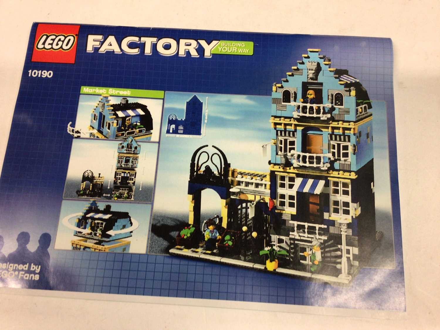 Lot 41 - Lego Building 10190 Market Street, with mini figs. Instructions available on line, No box