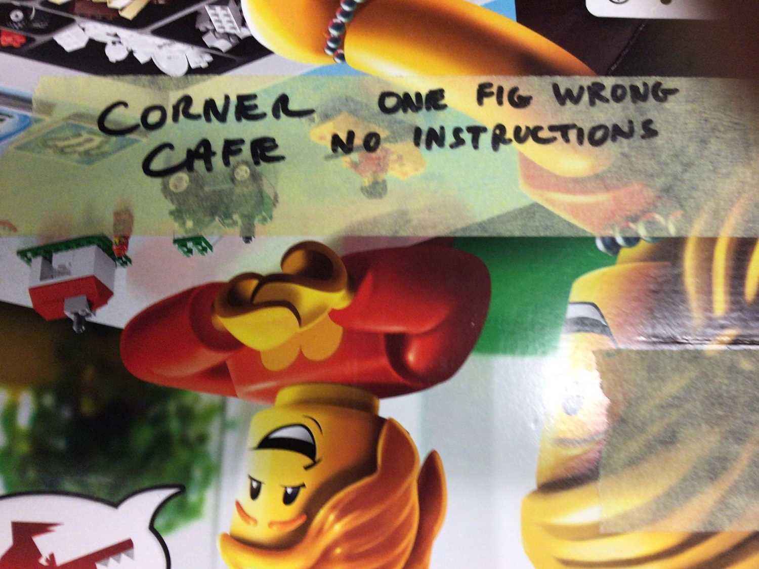 Lot 43 - Lego Building 10182 Corner Cafe, with mini figs, instructions available on line, No box