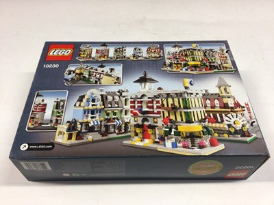 Lot 62 - Lego 21310 Bait Shop, 76037 Marvel Superheroes both including mini figs, 10230 Mini Modular, all with instructions, boxed