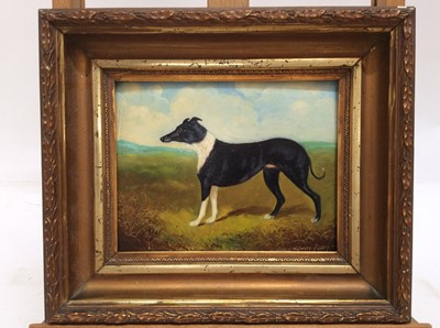Lot 95 - Henry Percy oil on board- greyhound, signed, in gilt frame, 14cm x 18cm