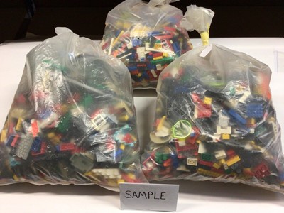 Lot 85 - Three bags of assorted mixed Lego bricks and accessories, weighing approx. 15 Kg in total