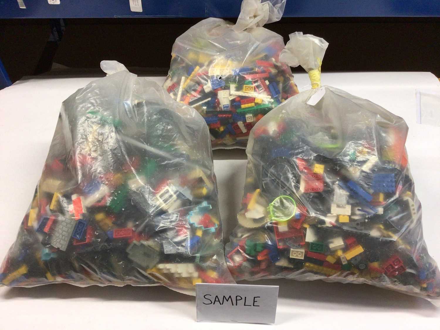 Lot 86 - Three bags of assorted mixed Lego bricks and accessories, weighing approx 15 Kg in total