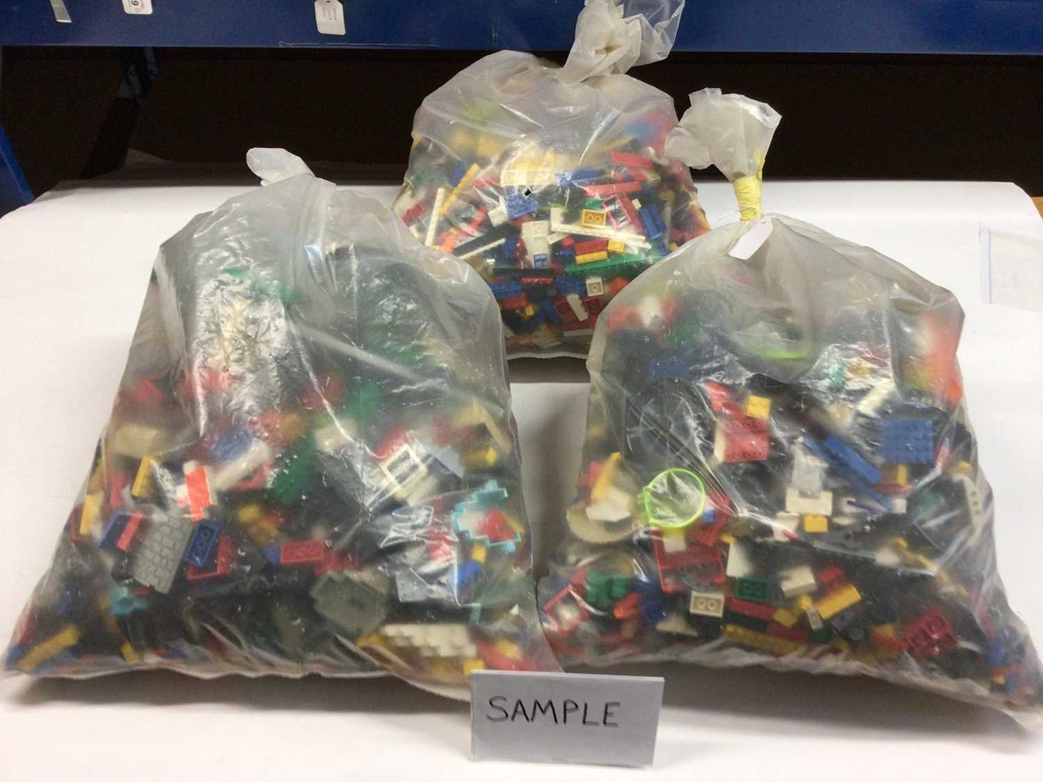 Lot 87 - Three bags of assorted mixed Lego bricks and accessories, weighing approx 15 Kg in total