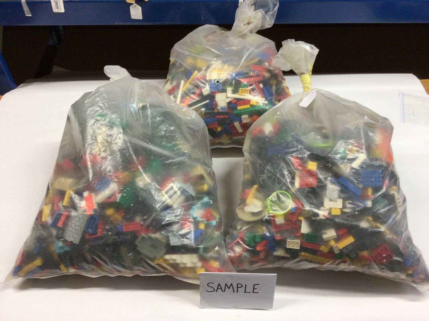 Lot 89 - Three bags of assorted mixed Lego bricks and accessories, weighing approx 15 Kg in total