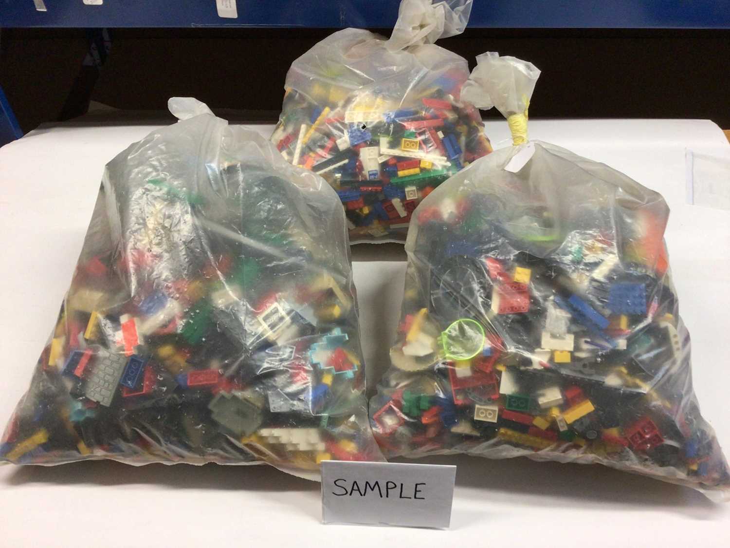 Lot 91 - Three bags of assorted mixed Lego bricks and accessories, weighing approx 15 Kg in total