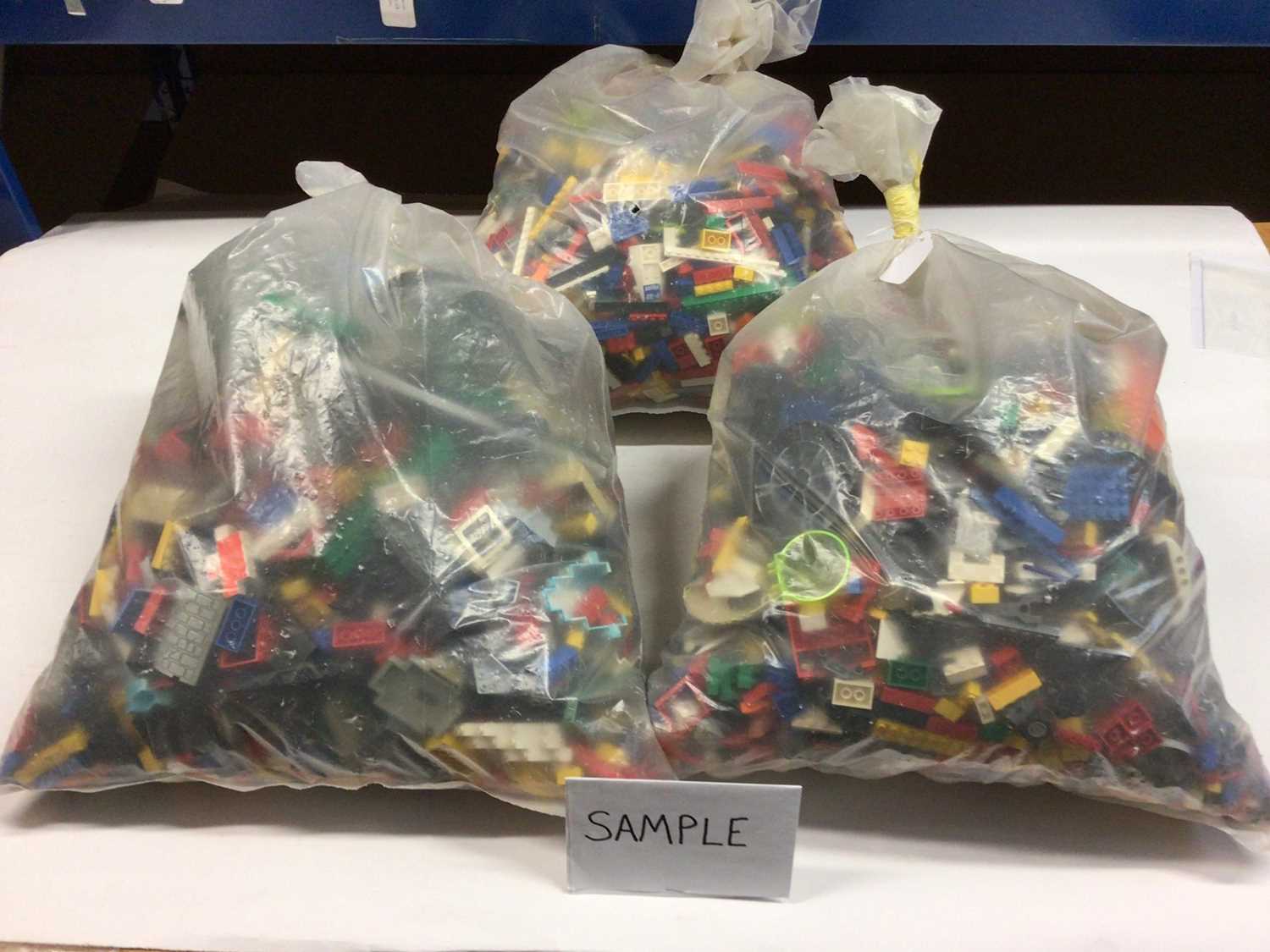 Lot 95 - Three bags of assorted mixed Lego bricks and accessories, weighing approx 15 Kg in total