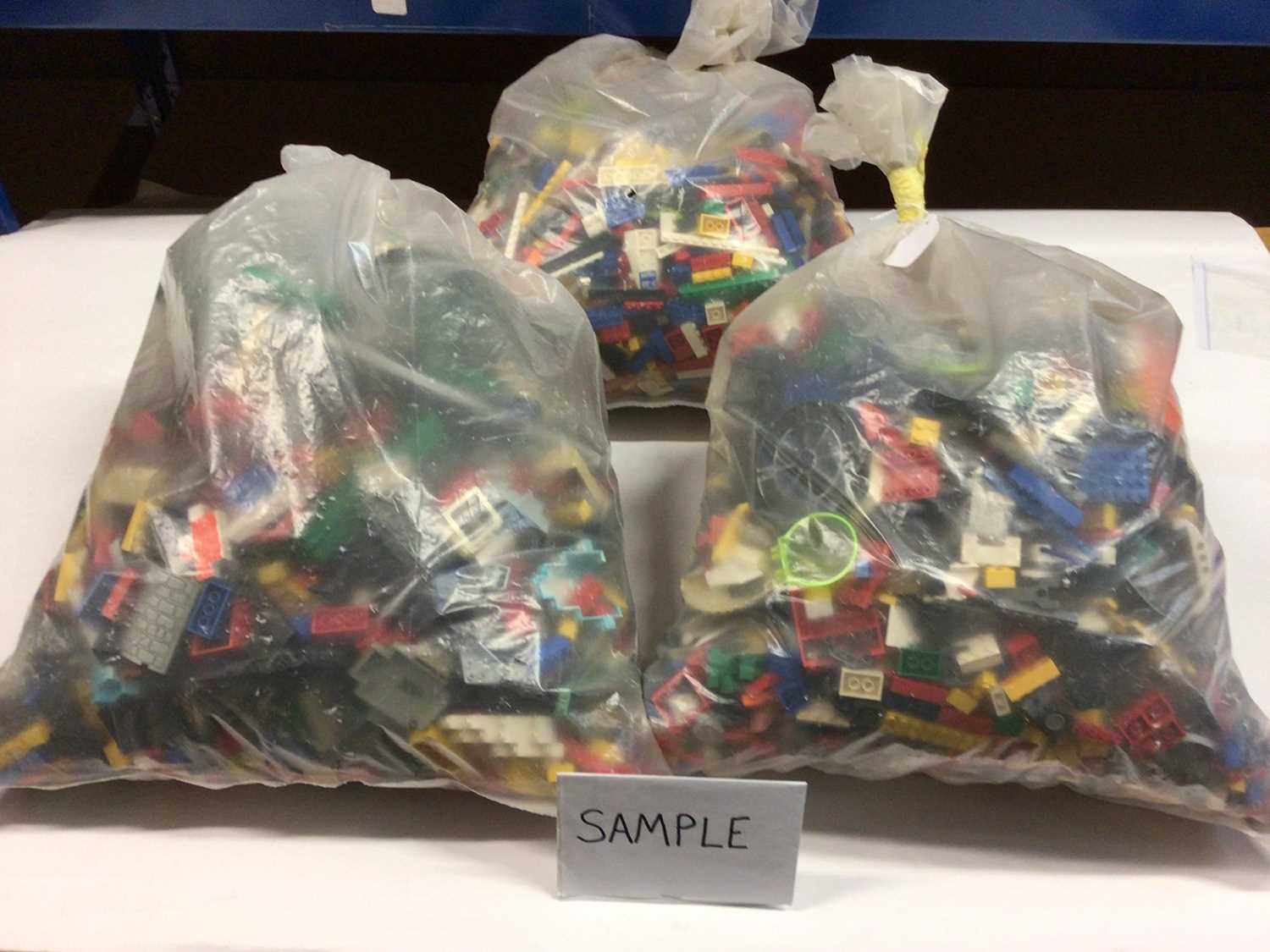 Lot 96 - Three bags of assorted mixed Lego bricks and accessories, weighing approx 15 Kg in total