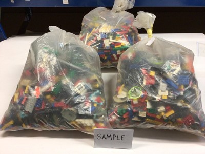 Lot 98 - Three bags of assorted mixed Lego bricks and accessories, weighing approx 15 Kg in total