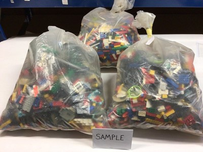 Lot 99 - Three bags of assorted mixed Lego bricks and accessories, weighing approx 15 Kg in total