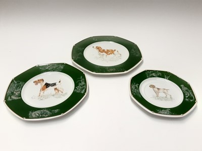 Lot 229 - Three Hermes porcelain plates depicting dogs including Cocker Spaniel