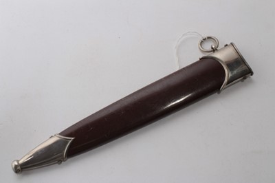 Lot 903 - Nazi SA men's dress dagger with etched blade 'Alles Fur Deutschland', marked RZM M7/66 1942 in original brown painted metal scabbard