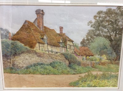Lot 152 - Manner of Henry Sylvester Stannard, late 19th century watercolour - a timber framed cottage, in glazed gilt frame