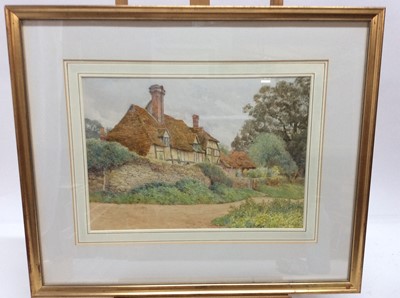 Lot 152 - Manner of Henry Sylvester Stannard, late 19th century watercolour - a timber framed cottage, in glazed gilt frame