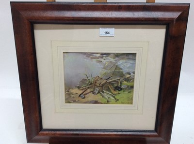 Lot 154 - Vernon Ward, coloured print - fishing on a bank, in glazed frame