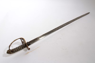 Lot 916 - Victorian 1845 pattern Infantry Officers' sword with brass Gothic hilt, fullered blade, by Henry Wilkinson, Pall Mall London, numbered 24303, in steel scabbard